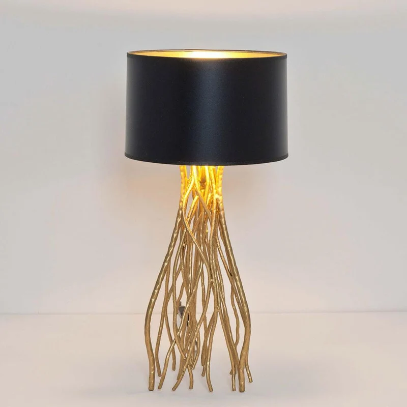 Tischleuchte Capri Mittel Metall Gold-Schwarz