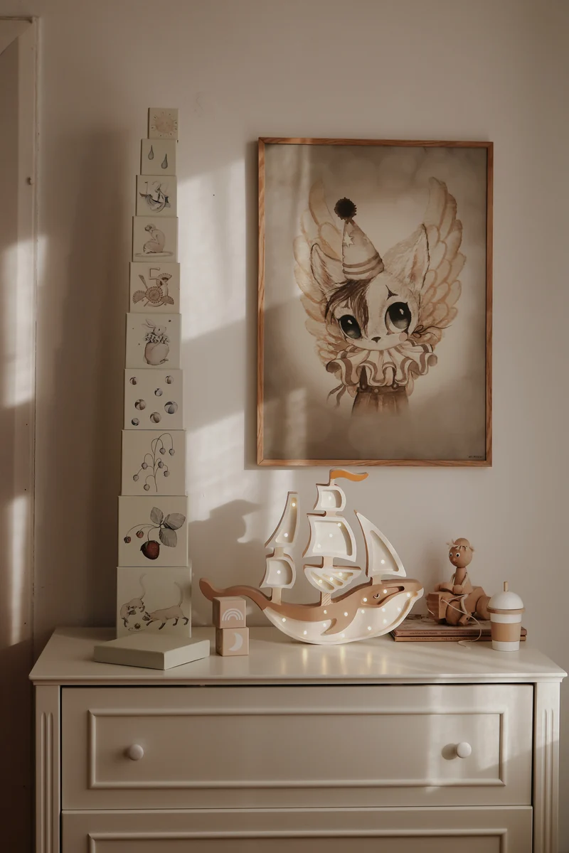 Little Lights Whale Ship Night Light | Pirate Brown