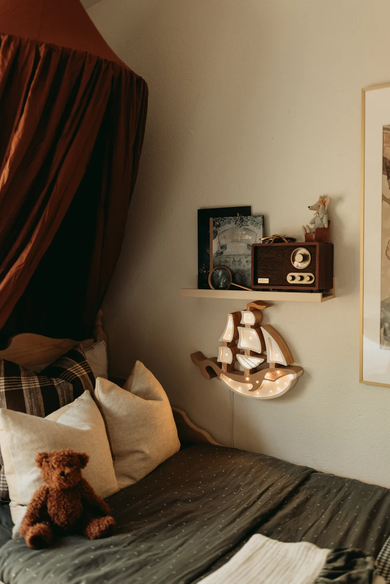 Little Lights Whale Ship Night Light | Pirate Brown