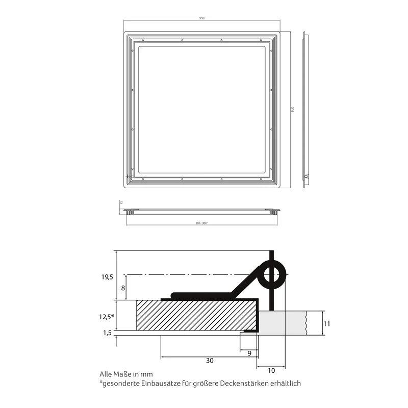 SNAP 318 × 318 Frame-In-One LED-Panel – IP30, optional IP54