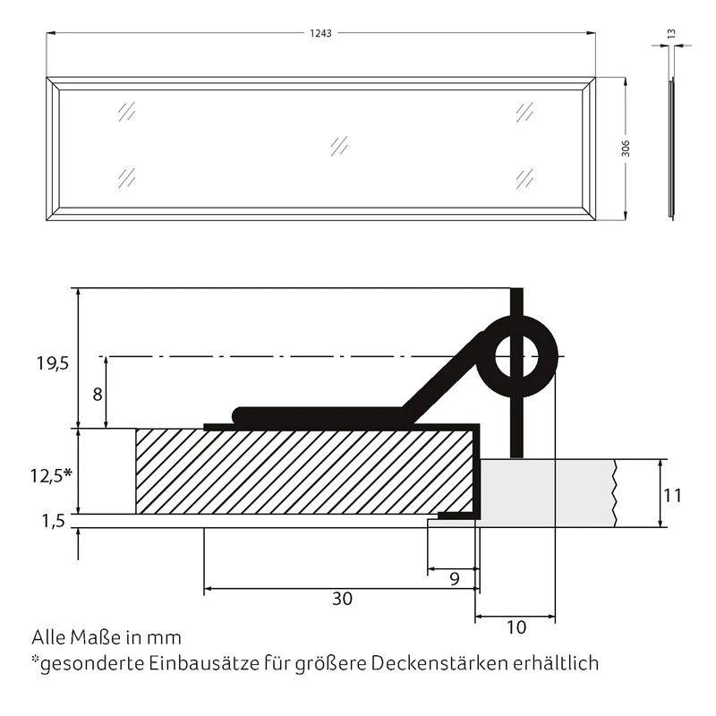 SNAP 306 × 1243 LED-Panel – für halbe 1.250-mm-Deckenraster