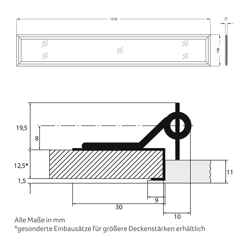 SNAP 198 × 1218 LED-Panel – 13 mm Aufbauhöhe, bis 6.250 lm