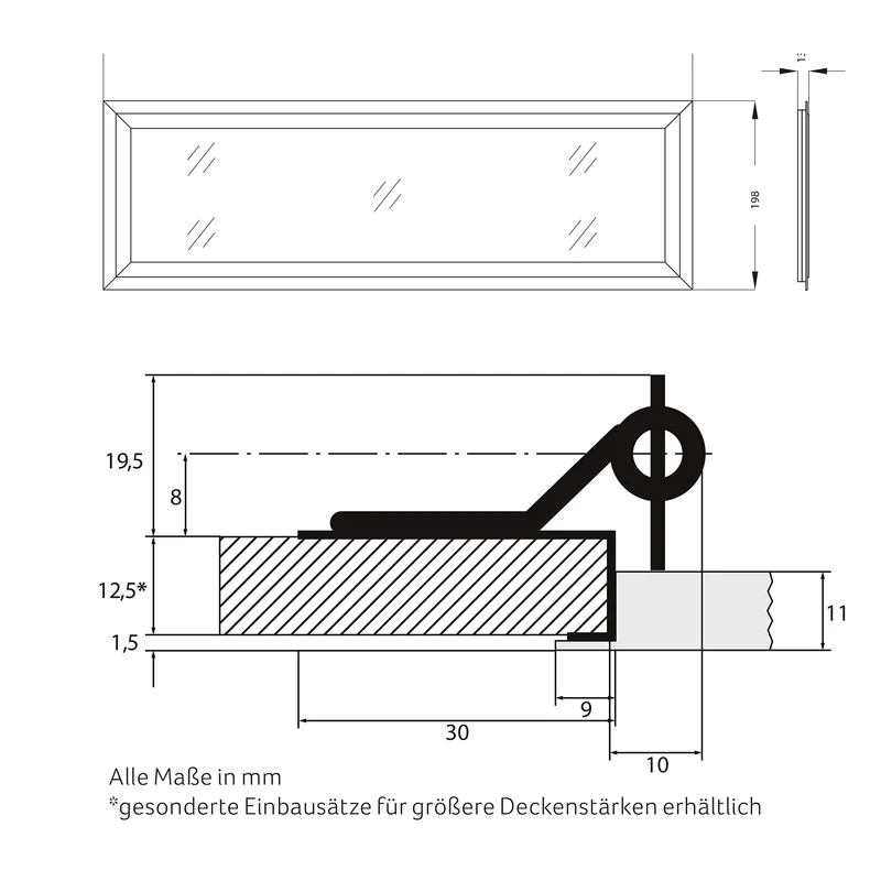 SNAP 198 × 618 LED-Panel – schmales Einbauformat mit 13 mm Aufbauhöhe