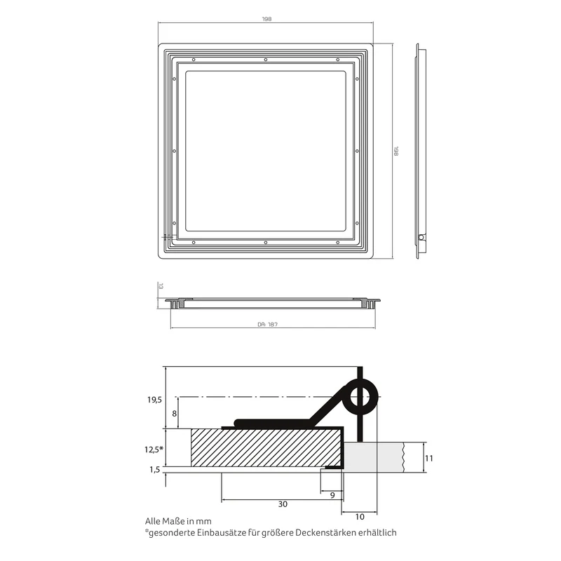 SNAP 198 × 198 Frame-In-One LED-Panel – 13 mm Aufbauhöhe