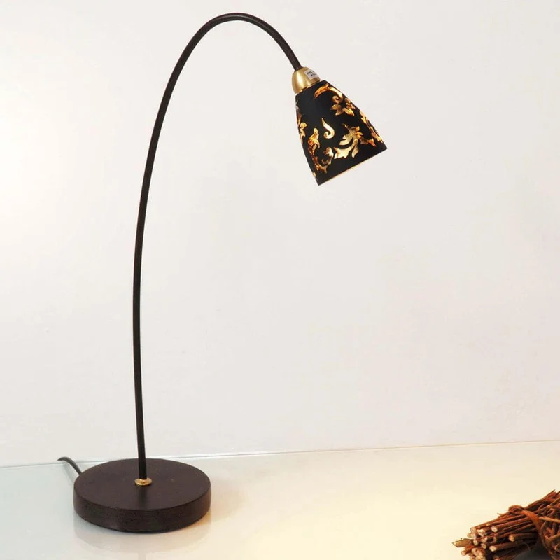 Tischlampe Alice Glas Schwarz, Gold