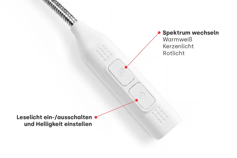 Letti - Akku Leselicht mit 3 Lichtspektren