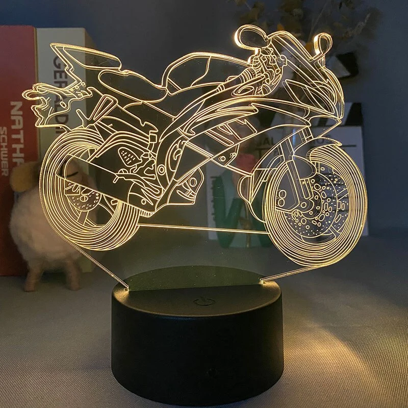 LED Nacht oder Deko Lampe mit Renn Motorrad Motiv
