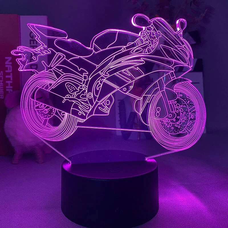 LED Nacht oder Deko Lampe mit Renn Motorrad Motiv