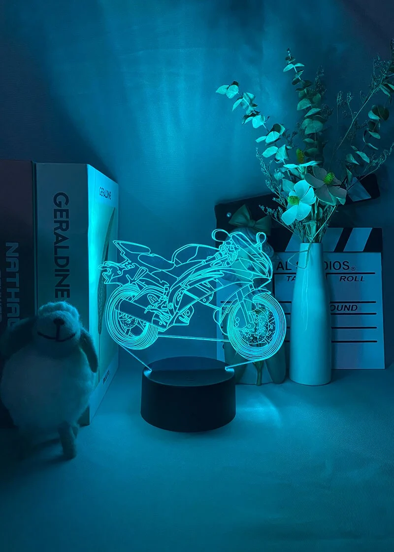 LED Nacht oder Deko Lampe mit Renn Motorrad Motiv