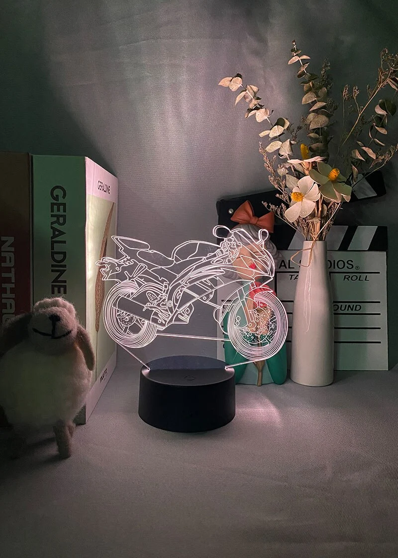 LED Nacht oder Deko Lampe mit Renn Motorrad Motiv