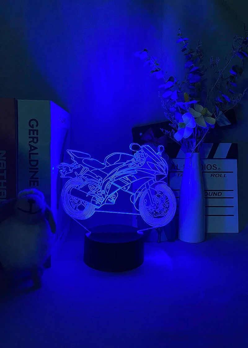 LED Nacht oder Deko Lampe mit Renn Motorrad Motiv