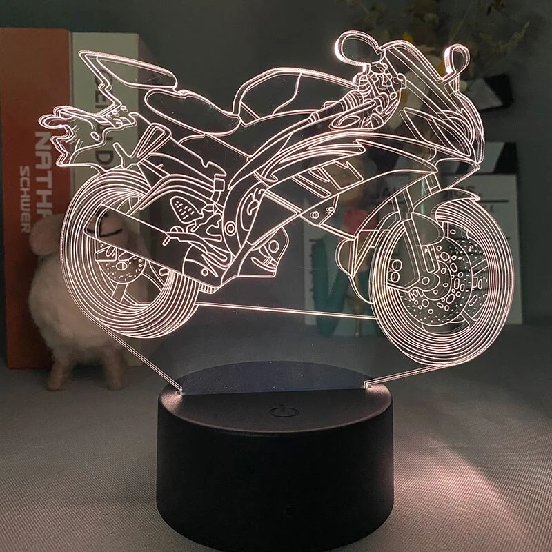 LED Nacht oder Deko Lampe mit Renn Motorrad Motiv