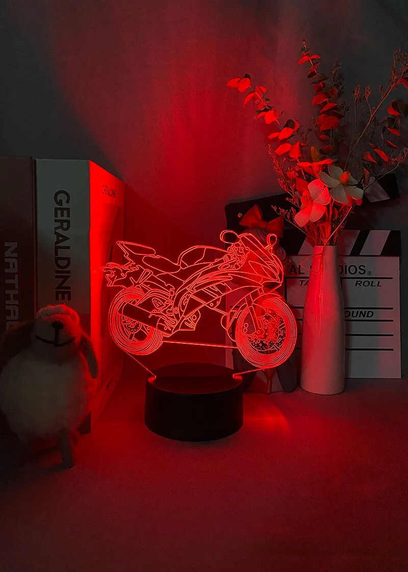 LED Nacht oder Deko Lampe mit Renn Motorrad Motiv