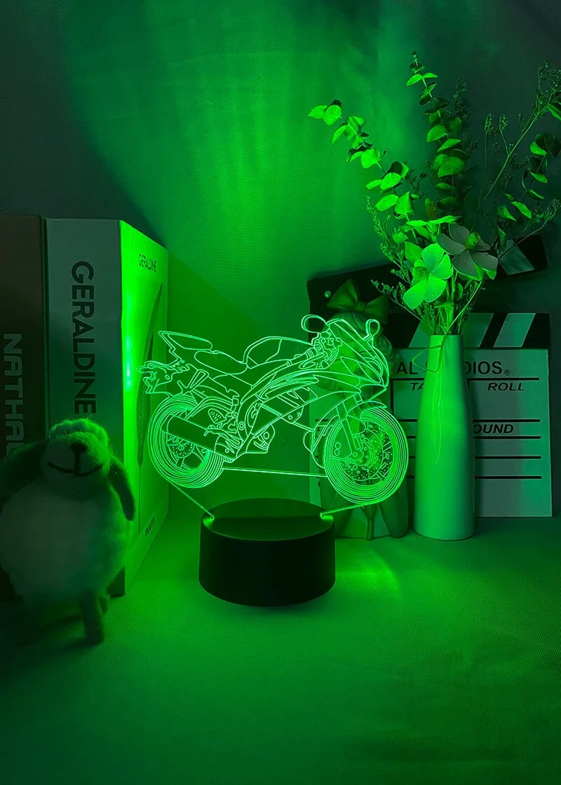 LED Nacht oder Deko Lampe mit Renn Motorrad Motiv