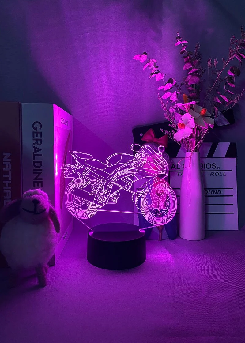 LED Nacht oder Deko Lampe mit Renn Motorrad Motiv