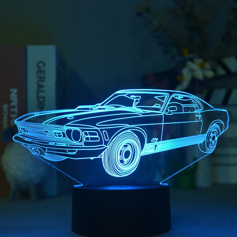3D Nacht Lampe mit Mustang Motiv