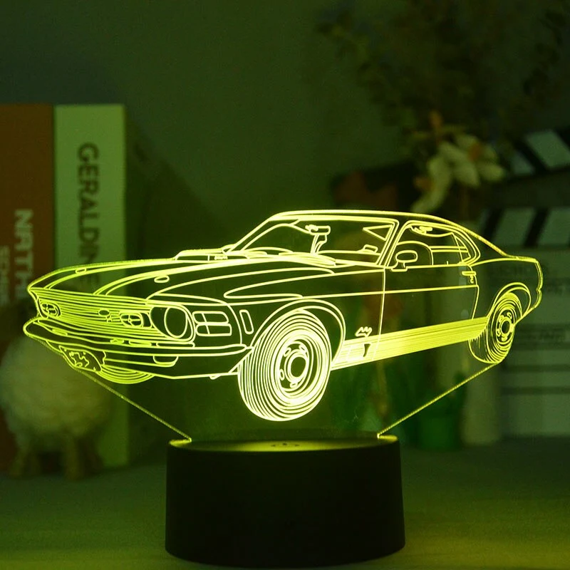 3D Nacht Lampe mit Mustang Motiv