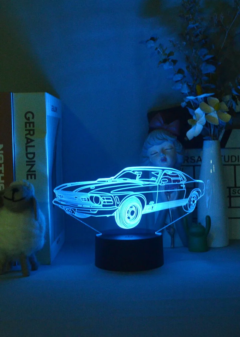3D Nacht Lampe mit Mustang Motiv