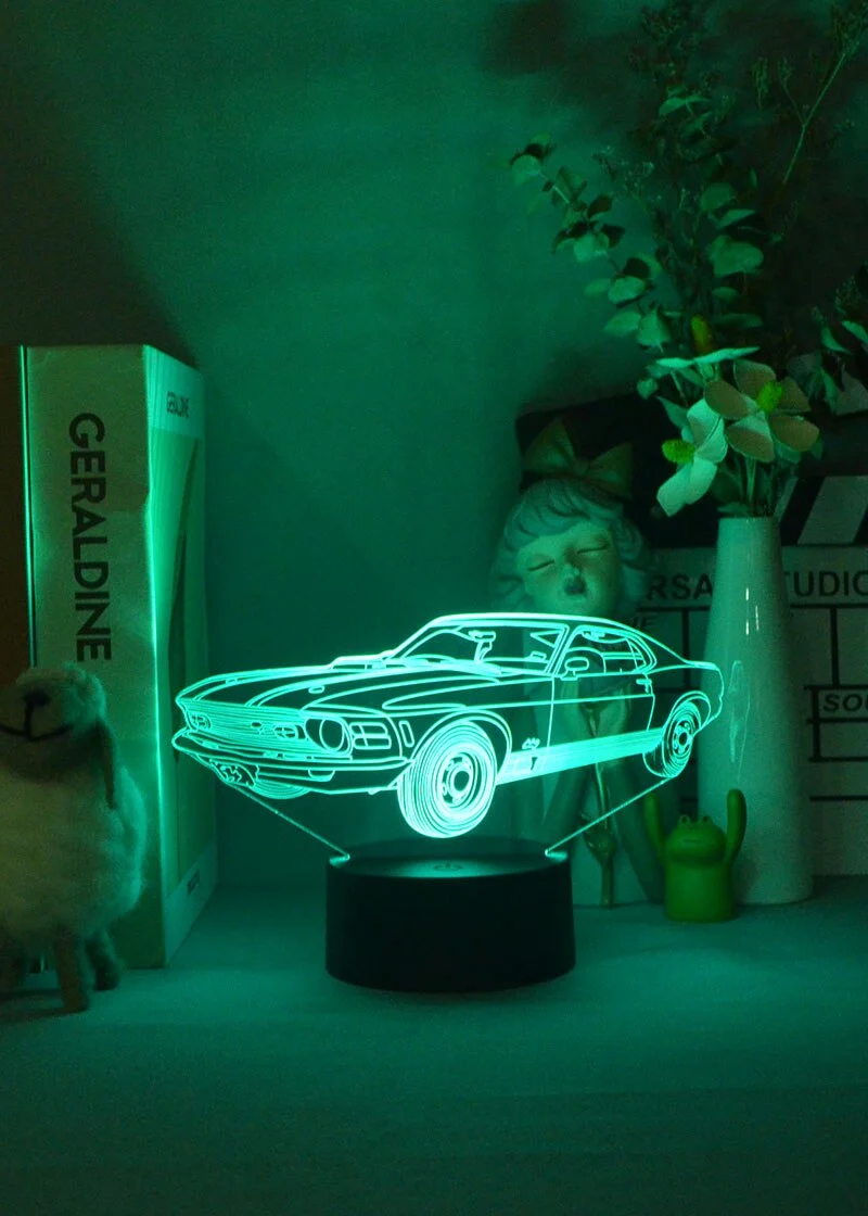 3D Nacht Lampe mit Mustang Motiv