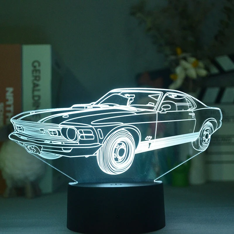 3D Nacht Lampe mit Mustang Motiv