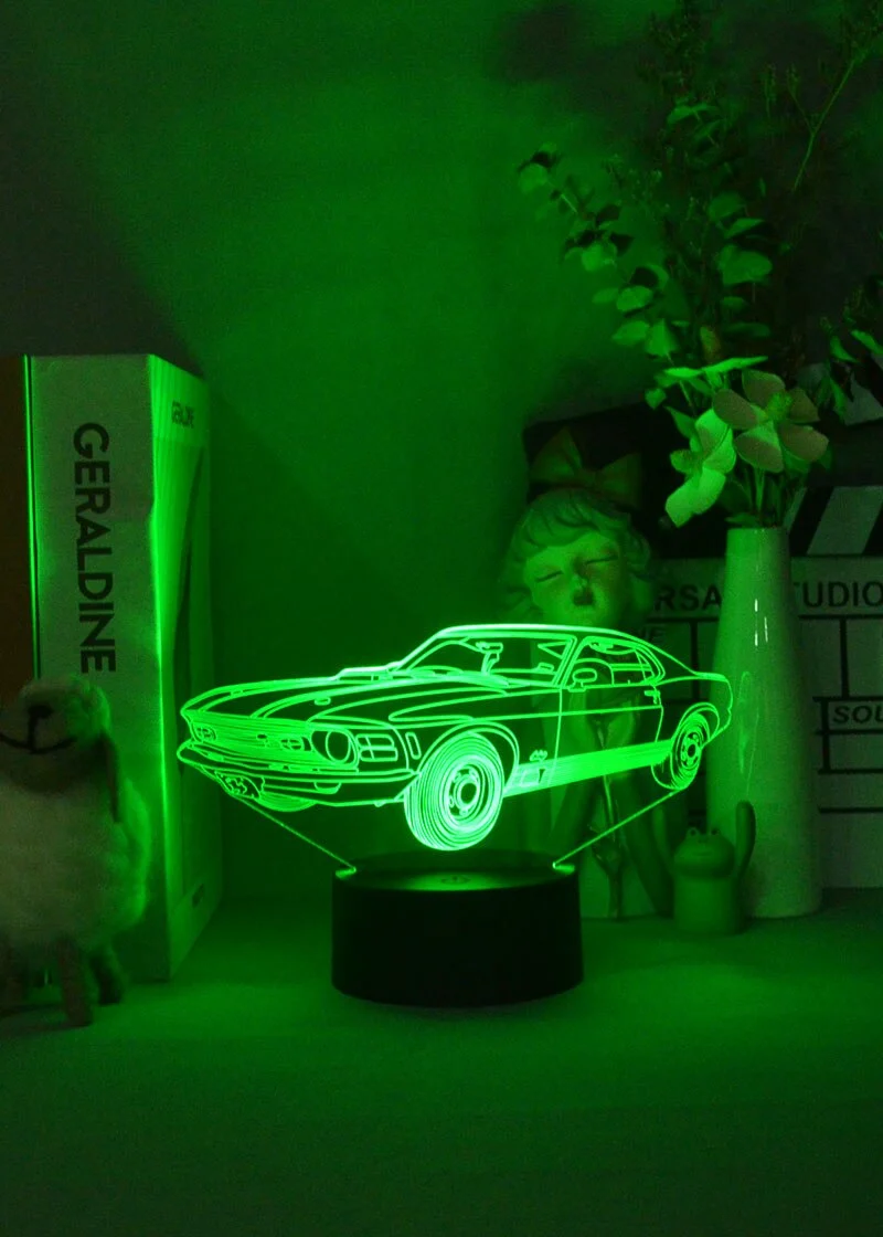 3D Nacht Lampe mit Mustang Motiv
