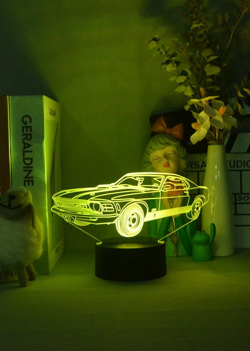 3D Nacht Lampe mit Mustang Motiv