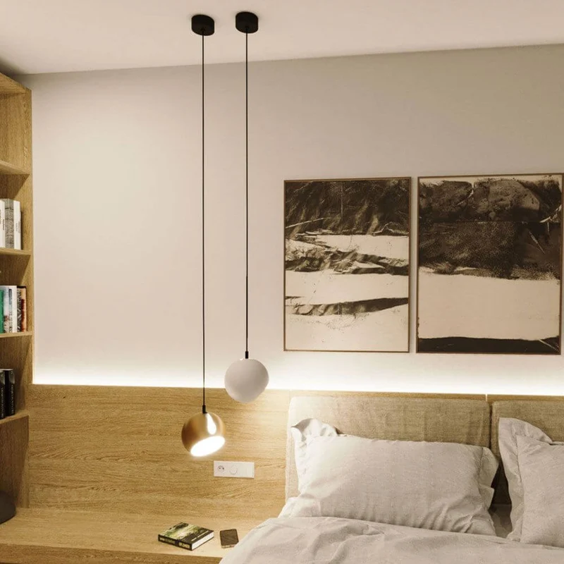 s.luce Ball Metall Pendelleuchte mit drehbarem tauschbaren Schirm