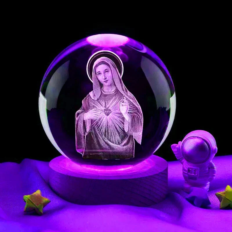 Veilleuse boule de cristal Vierge Marie