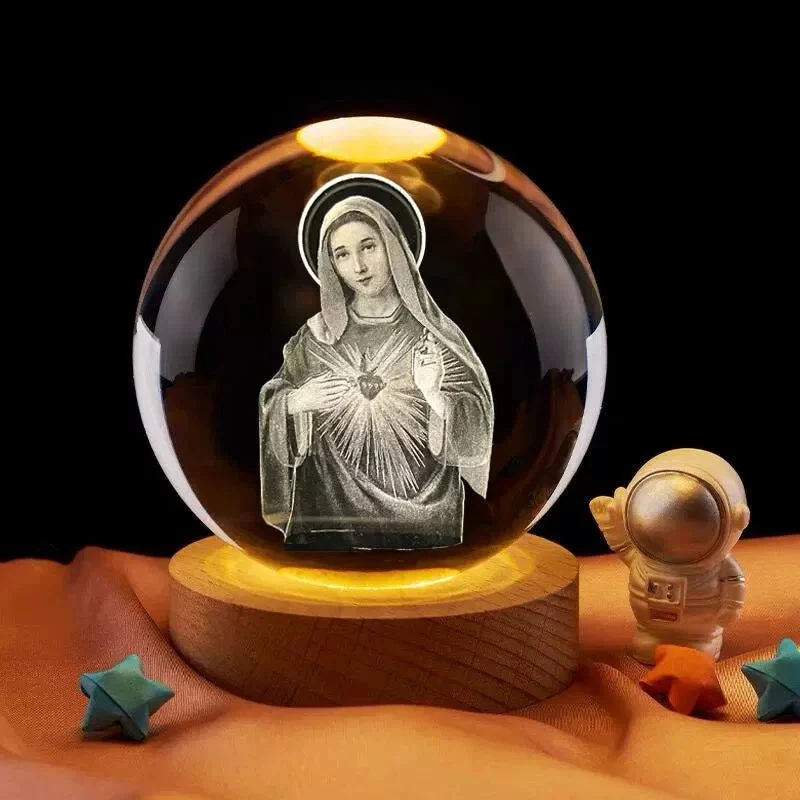 Veilleuse boule de cristal Vierge Marie