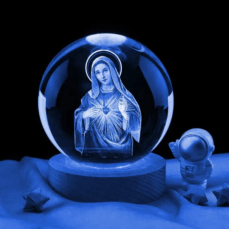 Veilleuse boule de cristal Vierge Marie