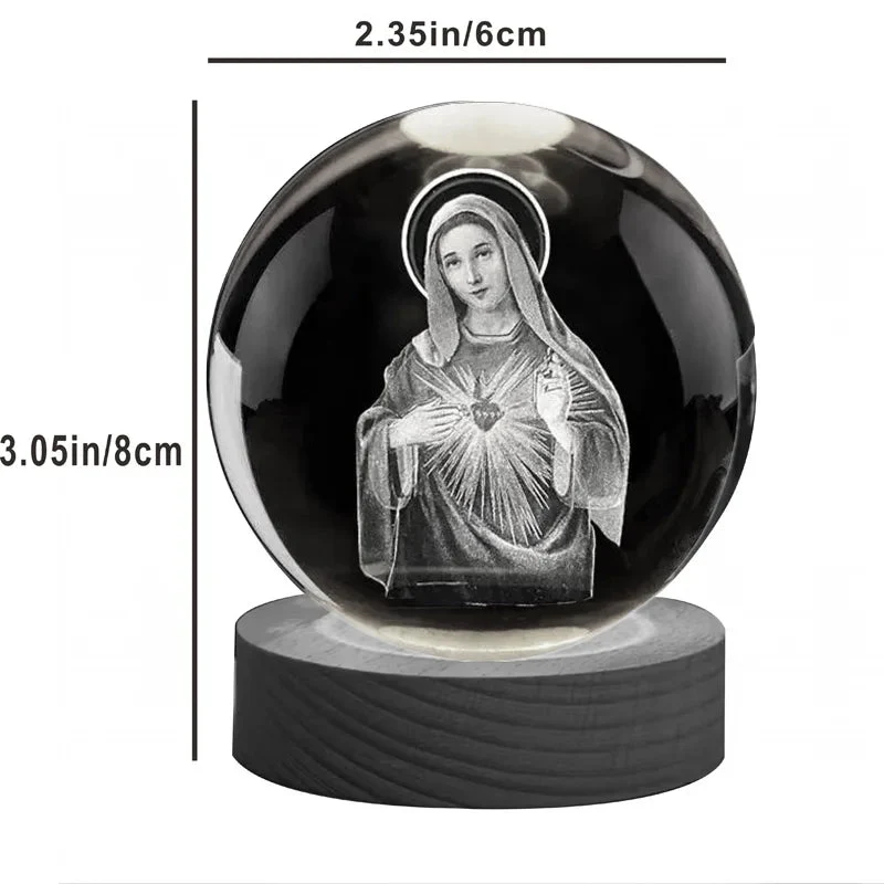 Veilleuse boule de cristal Vierge Marie