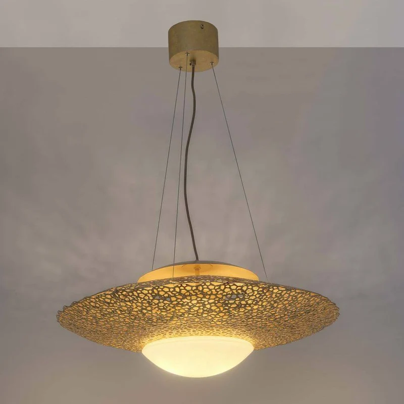 Pendelleuchte 2-flammig Utopistico Eisen-Glas Gold