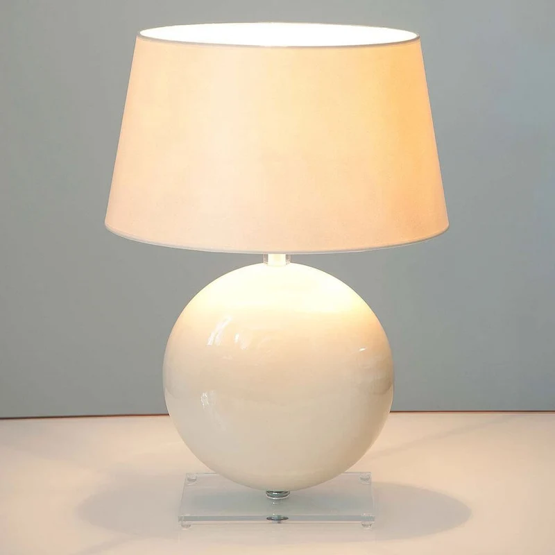 Tischleuchte Billiardo Keramik-Plexiglas Creme-Klar