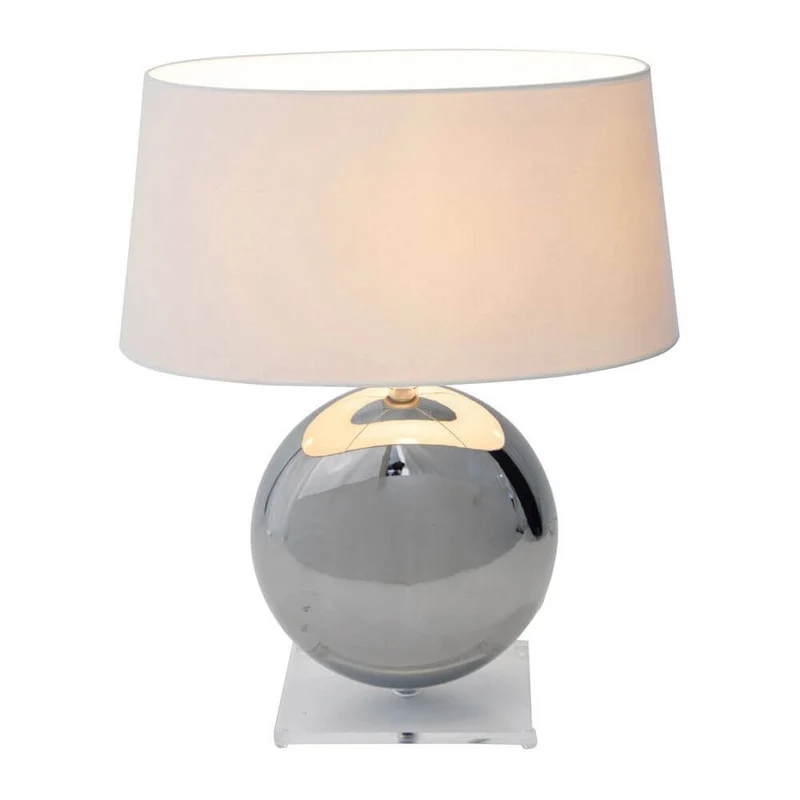 Tischleuchte Bowling Keramik-Plexiglas Metallic-Klar
