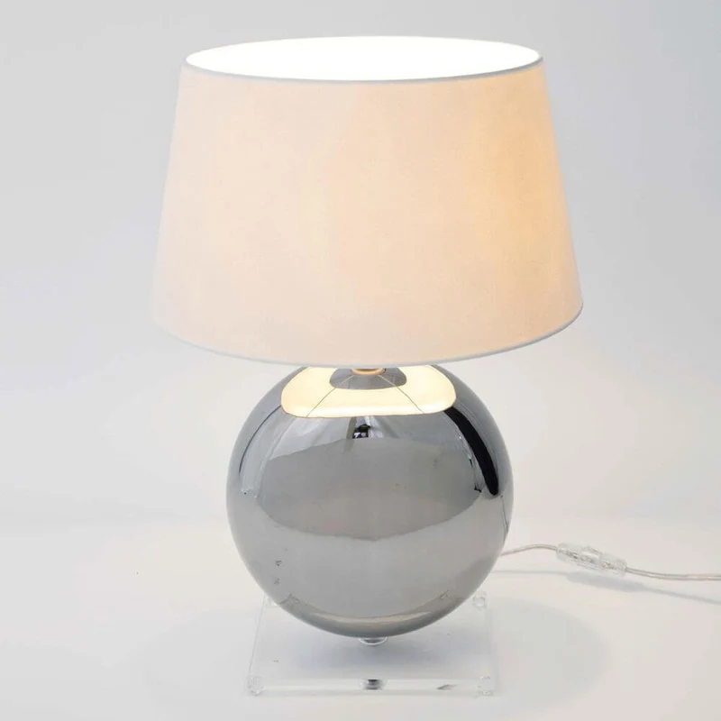 Tischleuchte Bowling Keramik-Plexiglas Metallic-Klar