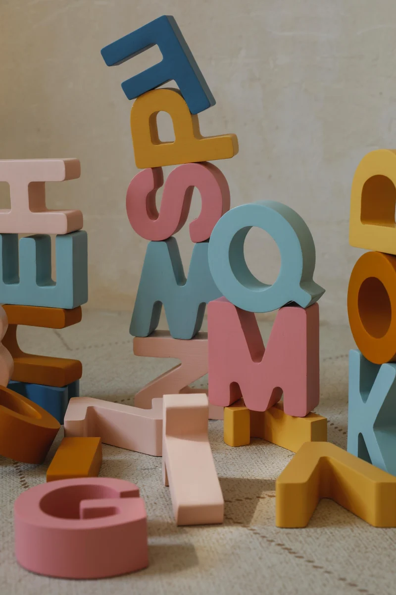 Wooden Alphabet Blocks - Educational Letters | Retro Rainbow
