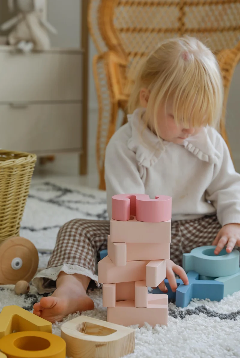 Wooden Alphabet Blocks - Educational Letters | Retro Rainbow