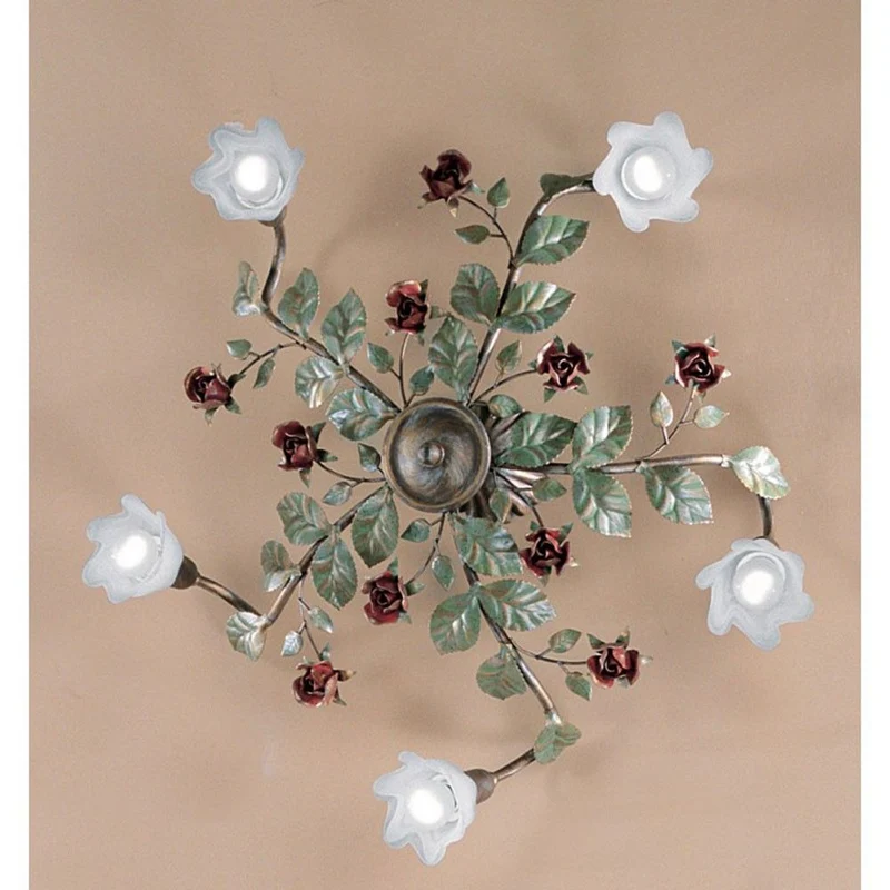 Rosaio Deckenleuchte 5-flammig Gold-Silber-grün Ø 65cm