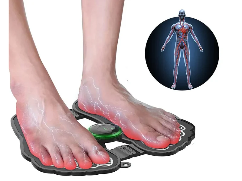 EMS Fußmassagegerät mit Akku – Elektrostimulations-Fußmatte mit 8 Modi und 19 Intensitätsstufen