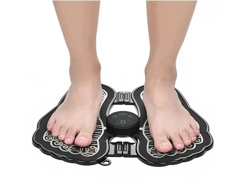 EMS Fußmassagegerät mit Akku – Elektrostimulations-Fußmatte mit 8 Modi und 19 Intensitätsstufen