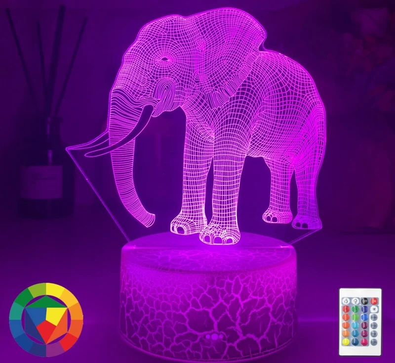 Nacht Lampe mit Elefanten Motiv und Farbwechsel Nachtlicht