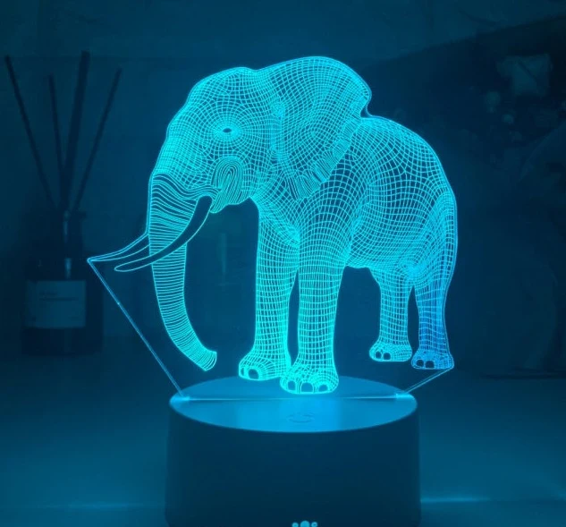 Nacht Lampe mit Elefanten Motiv und Farbwechsel Nachtlicht