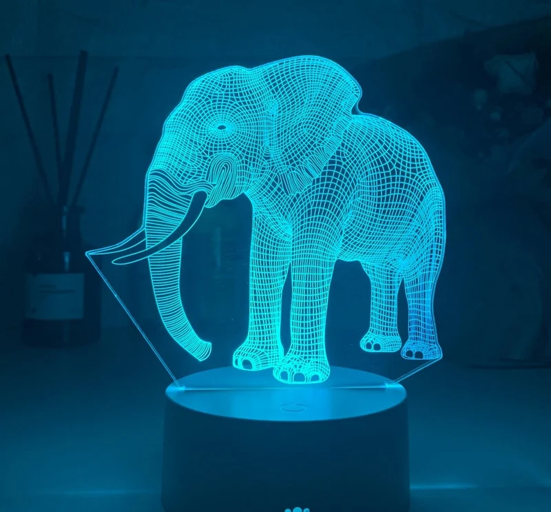 Nacht Lampe mit Elefanten Motiv und Farbwechsel Nachtlicht