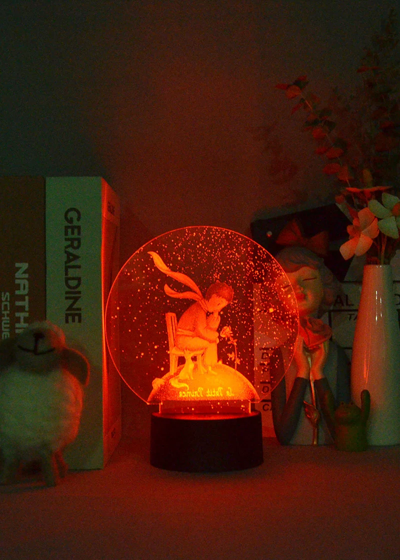 Nachtlicht mit Glaskugel Winter Motiv und Farbwechsel