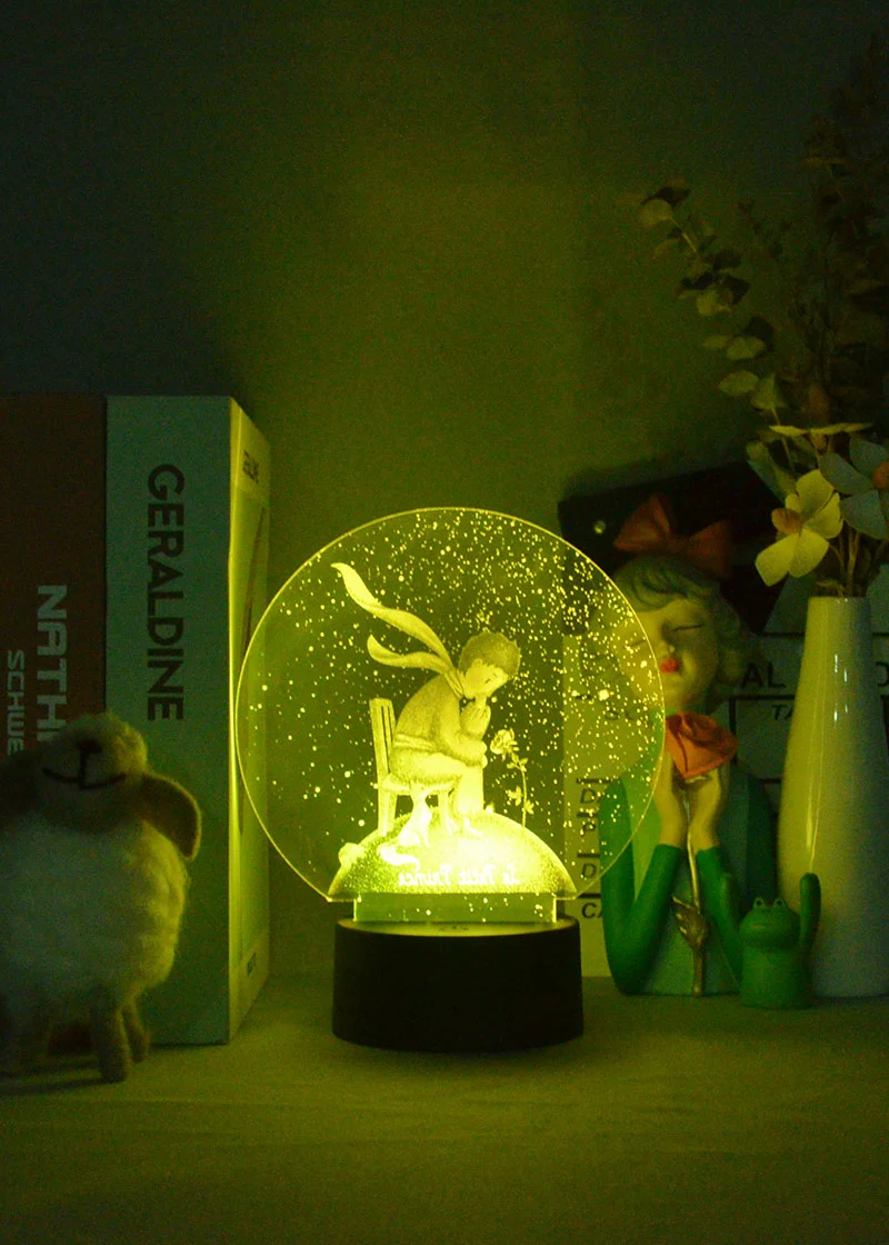 Nachtlicht mit Glaskugel Winter Motiv und Farbwechsel