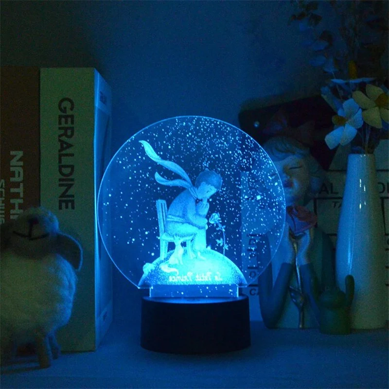 Nachtlicht mit Glaskugel Winter Motiv und Farbwechsel