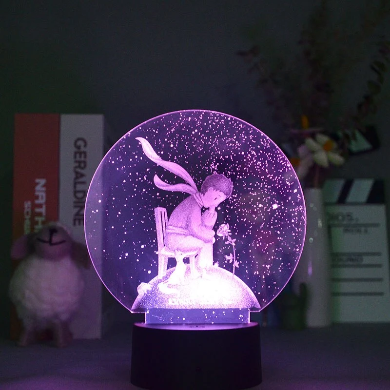 Nachtlicht mit Glaskugel Winter Motiv und Farbwechsel