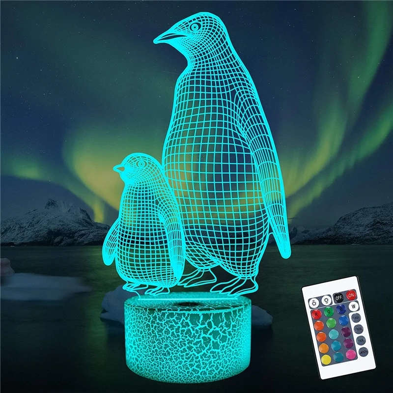 Nacht Lampe mit Pinguin Motiv und Farbwechsel