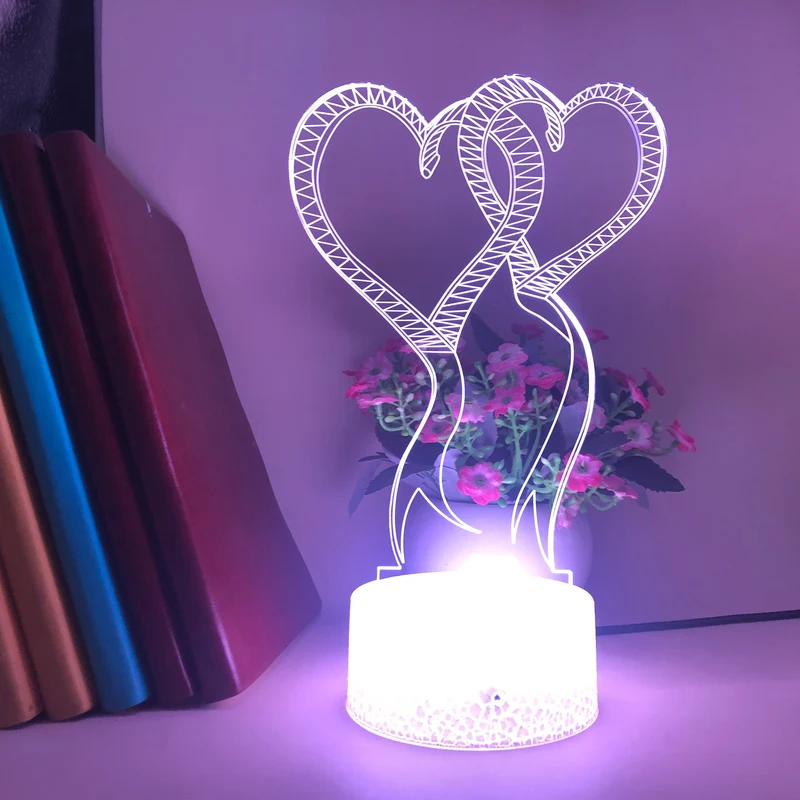 3D Herz LED-Lampe - Romantisches Nachtlicht mit Farbwechsel