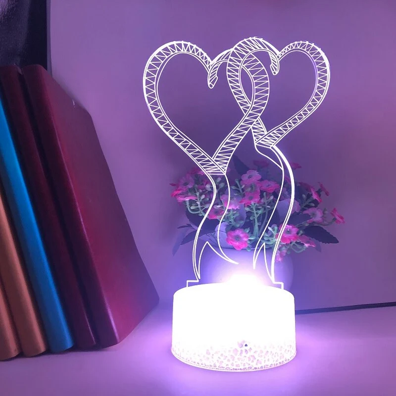 3D Herz LED-Lampe - Romantisches Nachtlicht mit Farbwechsel